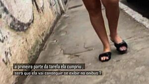 Hey, 18-year-old stepdaughter flashing on bus with no panties