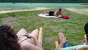 Voyeur Masturbates on Beach While I Touch Myself in Public Flash