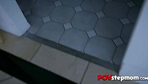 Vanessa sucks off teen stepson with deepthroat skill. He cums hard in her slutty mouth during POV oral.