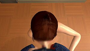 My relative's older sister gives a blowjob in the classroom after school.