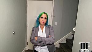 The hotel manager, Spanish Barbie, seduces and fucks a big black cock in her room