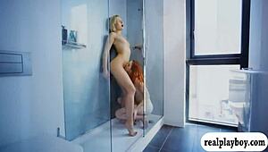 Two glamour babes fuck blue dildo passionately