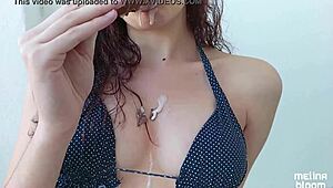 I’m obsessed with Melina Bloom sucking ice cream slow motion, so messy and wet!