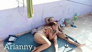 leo ogro and arianny koda fuck on terrace