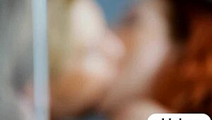 Two glamour babes fuck blue dildo passionately