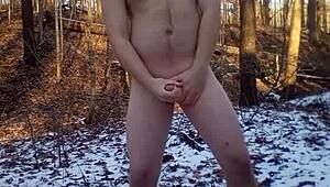 Outdoor cumshot on a naked beach with daring exhibitionists