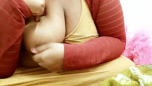 hey, look at these indian desi aunty tits 😍, they're so full and inviting in that homemade setting