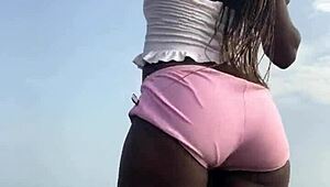 Crazybitch Twerking Hard In Sexy Clothes Outdoor On The Beach With Lesbian Vibes