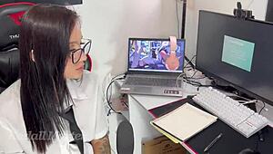 College student sucks and rides professor's dick for better grade until creampie