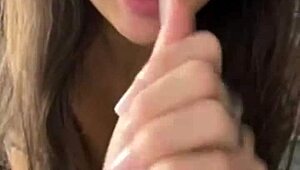 horny joi with dildo and titjob playing with fake tits