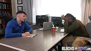 Blacksonboys: Jock relieves work stress by getting his ass pumped bareback.