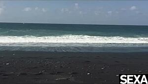 Two Hot Redheads Dive into Wild Lesbian Sex on Public Beach