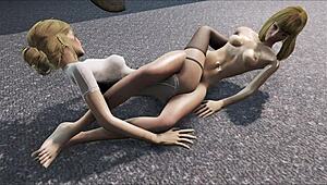 fallout 4 katsu and emogene share emotional lesbian moment