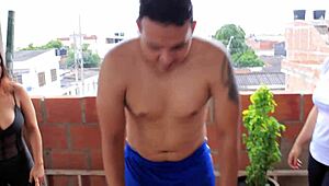 trio with personal trainer, he trains and fucks me and my friend hard in latina pov.