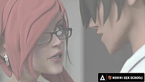 hentai teacher shows busty sex techniques to horny students creampie