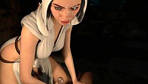 Just a casual day with 3D hentai Princess Leia Organa giving a teasing handjob