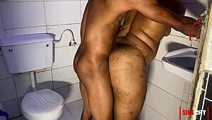 Fat ass bent over for monster cock doggystyle in bathroom.