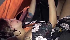 the blonde milf was horny at the club, invited me for after, and rode my cock until i came in her mouth.