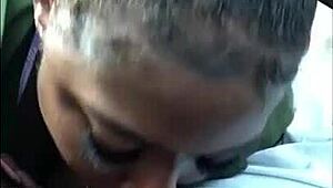 Intense head sucking in chipotle parking lot leads to explosive cumshot