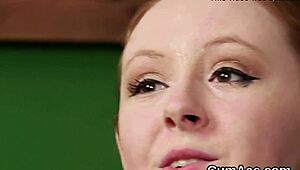 uhh, flirty centerfold gets cum all over her face, gulpin’ every drop!