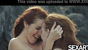 Two Hot Redheads Dive into Wild Lesbian Sex on Public Beach