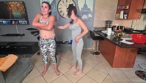 petite amateurs strip and soak each other in kinky piss shower