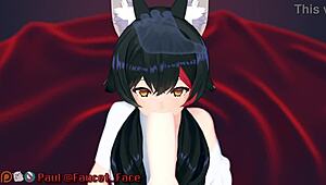 White girl deepthroats big cock in anime 3D