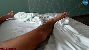 my stepmom barged in, saw my rod, and this slut finished twice.