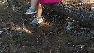 outdoor fucking and blowjob in forest in slow motion