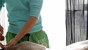 caroline cums so fast on the massage table, wow