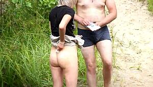 Outdoor Couple Caught in a Steamy Vintage Cumshot Moment!