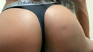 Look At Nelly's Sexy Shaved Asshole In That Thong! She's Spreading And Shaking It So Provocatively!