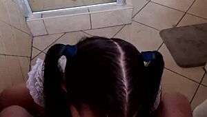 Intense Babe in Lingerie Performs Blumpkin with Face Slapping and Spitting