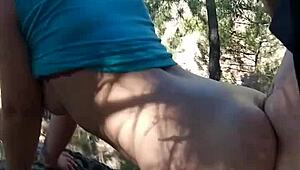 outdoor fucking and blowjob in forest in slow motion