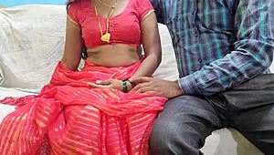Pink saree bhabhi couldn't resist devar's advances. He took her fully after.