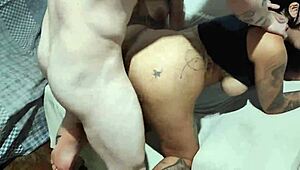 Me and Melissa Lisboa with Russah, takin’ two big ones, uh, dp anal deep!