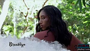 Damn! Ebony Milf Brookliyn Shows Off Big Natural Boobs in Solo Playboy Clip. Her Curves Are Unreal!