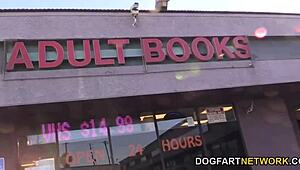 Abbey Brooks allows her partner to watch her scene with a big black cock.