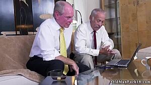 Horny old man jerks off to Ivy's massive tits