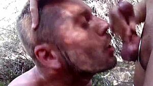 Gay cruising outdoors with public cumshots on beach compilation