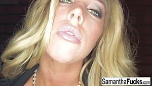 Samantha teases with her big tits and pussy!