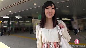 Feel the intense passion as she removes her coat, revealing her erotic body for a deep blowjob and cumshot session