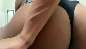 Look At Nelly's Sexy Shaved Asshole In That Thong! She's Spreading And Shaking It So Provocatively!