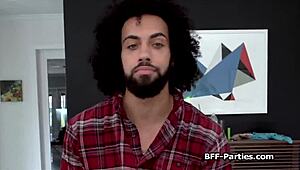 Feeling the heat in a sloppy interracial foursome with teen friends after dinner.