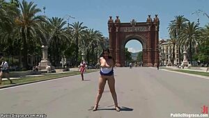 spanish babe gets anal fucked in public with kinky bondage