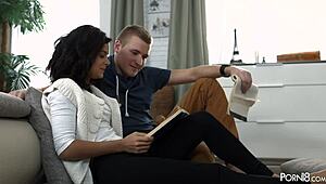 Teen feels pleasure from big cocks in her tight holes.