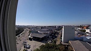 Sarada exposes big tits naked at hotel window near airport