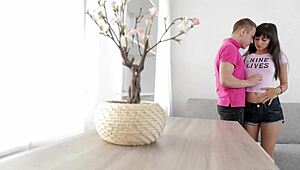 I love how cutie strokes my hard willy with her mouth