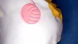 Beautiful chubby british babe spreads and masturbates her breasts in softcore usa scene.