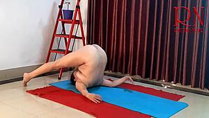 Nude Yoga Regina Noir Practices In White Panties